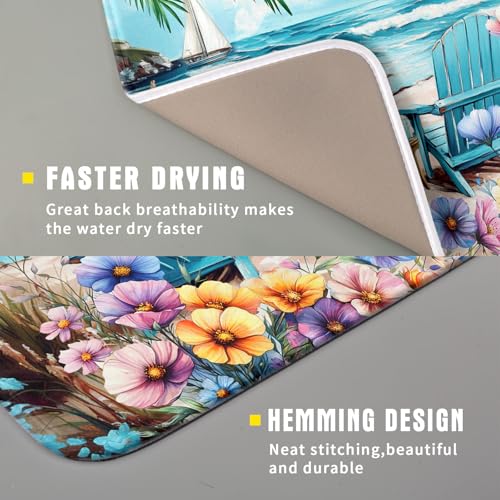Spring Summer Sea Chair Dish Drying Mat for Kitchen Counter
