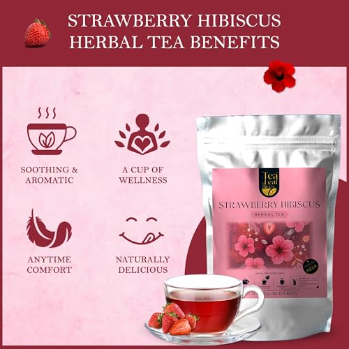 Tealeaf & Co. Strawberry Hibiscus Tea Bags Blended with Fresh Herbs and Spices (7.055 Ounce)