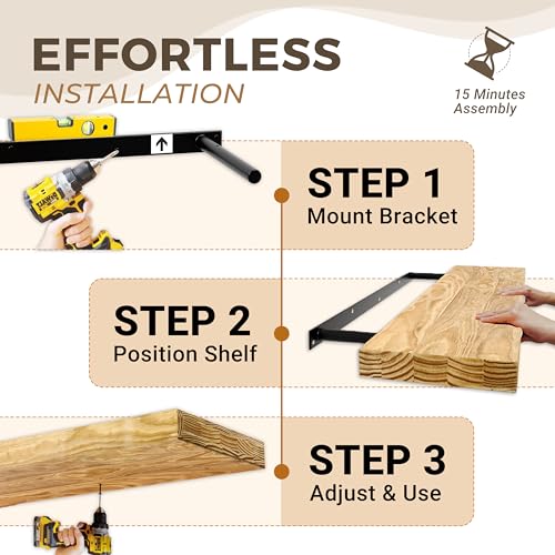 24'' Wood Floating Shelves for Wall (2 Count)