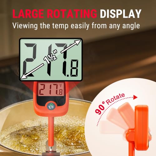 TempDip 1 Sec Candy Thermometer Digital with Pot Clip & Large LCD