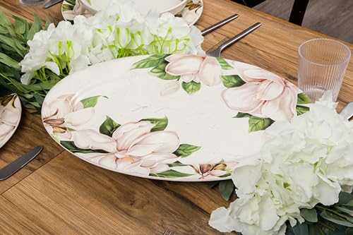 Magnolia Floral Ceramic 16 inch Oval Platter