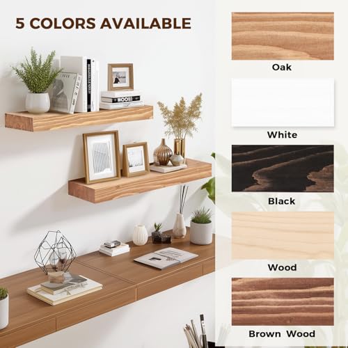 Solid Wood Floating Shelves (2 Count)