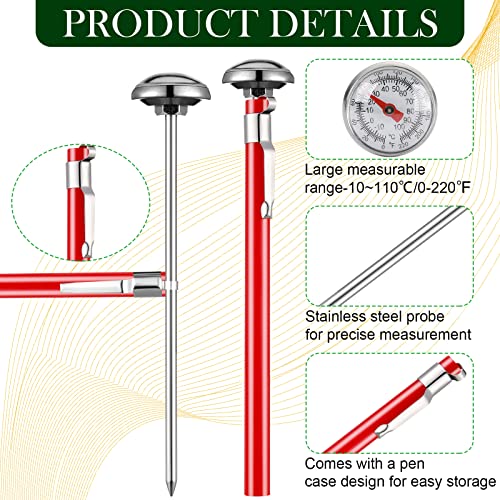 4 Pieces Stainless Steel Kitchen Pocket Thermometer Immediate Read 1 Inch Dial Food Thermometer with 4 Pcs Sleeves for Milk Frothing Oven Meat Cooking Probe Water Grill Coffee BBQ (4 Count)