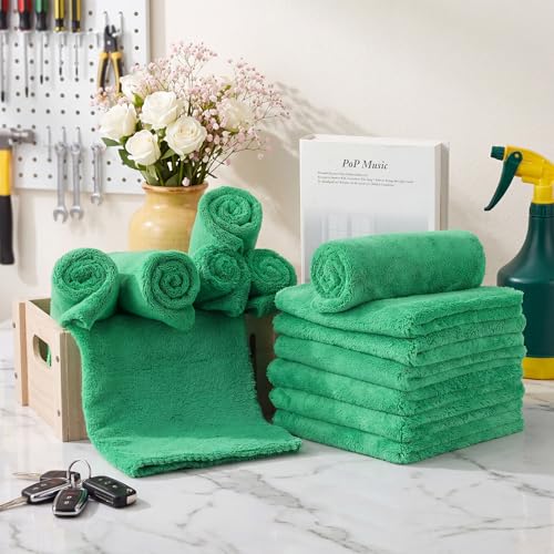 30 Pcs 16 x 16 Inch Edgeless Microfiber Plush Towels for Cars Detailing Drying Wash Polishing Absorbent Cleaning Cloths (30 Count)