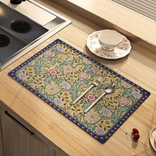 Paisley Dish Drying Mat Absorbent Coffee Mat