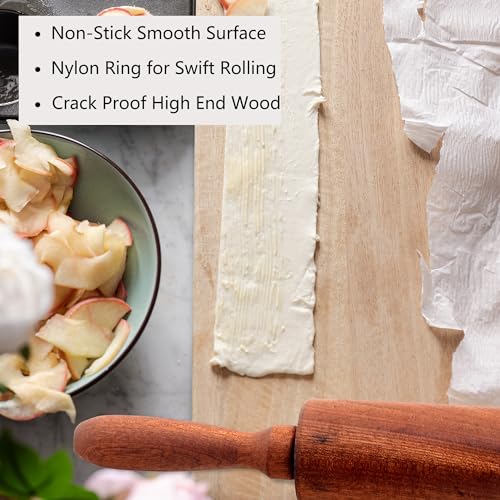 Classic Sapele Wooden Rolling Pin With Handles 17''L x 1.77"W