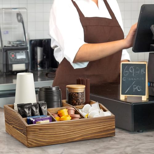 Burnt Wood Coffee Station Organizer for Countertop