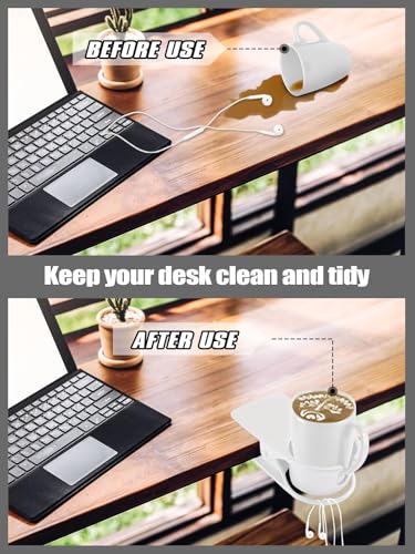 3PCS Drinking Cup Holder Clip Kalolary Chair Desk Bottle Cup Stand DIY Glass Clamp Storage Saucer Clip with Groove for Potted Plant Beverage Coffee Mug Holder Clip for Home & Office (3 Count)