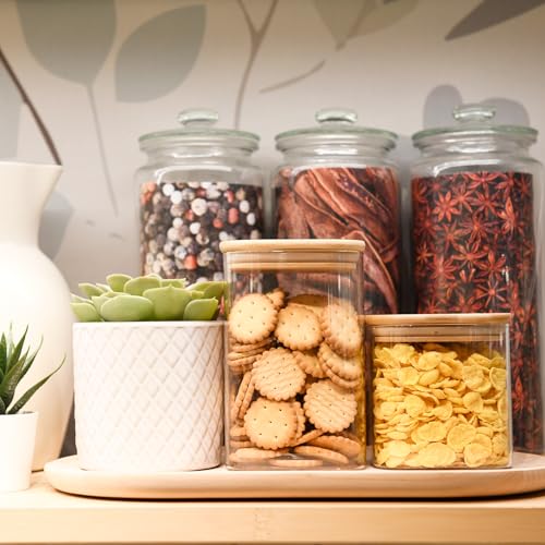 Glass Food Storage Jars Square 37oz (4 Count)