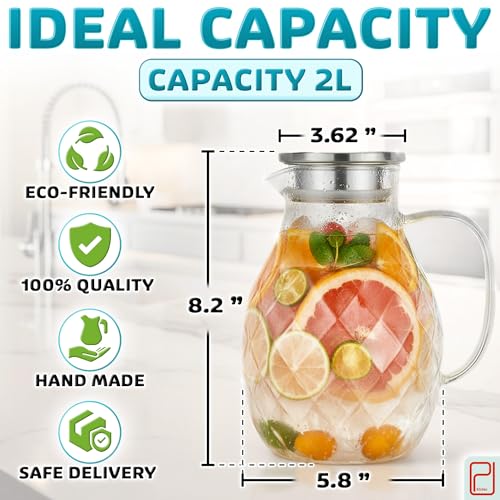 Borosilicate Glass Pitcher with Lid & Spout (2 Count)