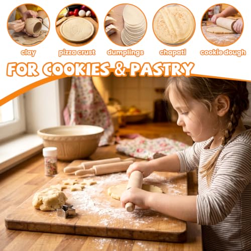 24 Pack 8 Inch Mini Wood Rolling Pin (24 Count)