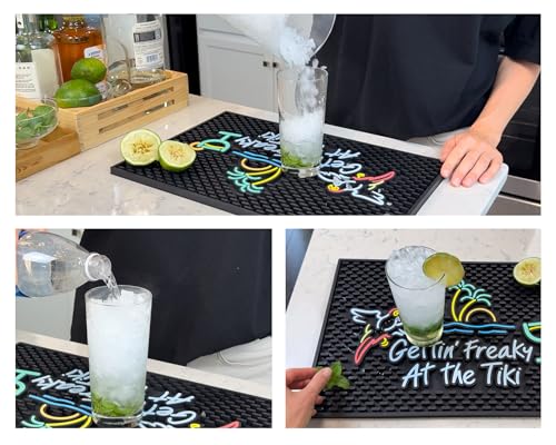 Gettin Freaky at The Tiki Flying Parrot Silicone Bar Mat 18x12 in