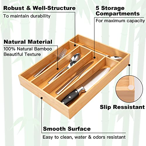Silverware Organizer Kitchen Drawer Organizer Utensil Organizer Bamboo Silverware Holder Cutlery Organizer in Drawer Flatware Organizer Tray