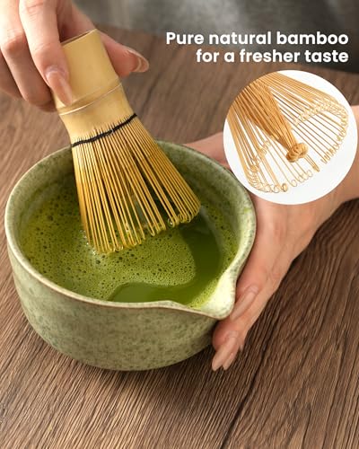 Matcha Whisk Set Ceramic Matcha Kit Set Includes Matcha Bowl (7 Count)