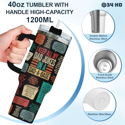 Daddy Keep All My Dad Jokes Base 40 oz Tumbler with Handle