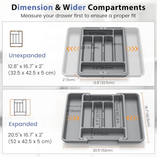 Large Silverware Organizer Tray for Kitchen Drawer Utensils Thicker