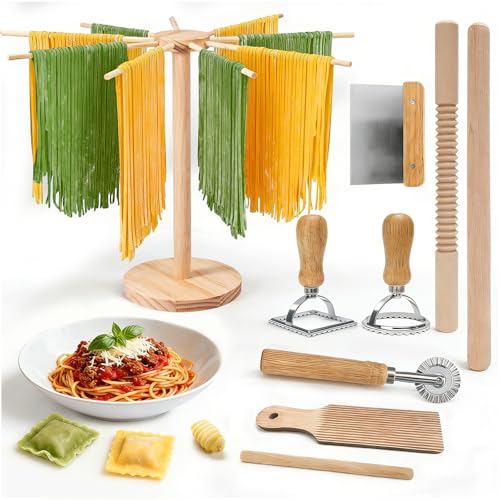 9 PCS Pasta Making Tools Set with Pasta Drying Rack (11 Count)