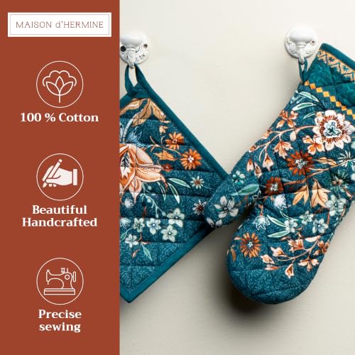 100% Cotton Oven Mitt & Pot Holder Set (2 Count)
