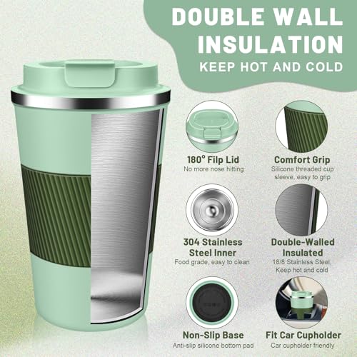 Insulated Coffee Tumblers with Flip Lid 12oz
