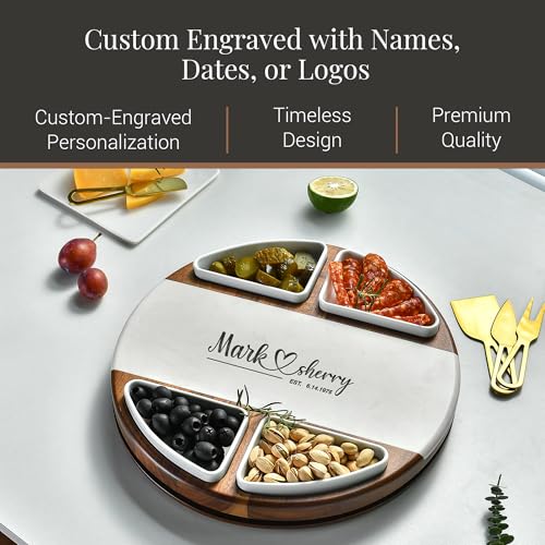 Acacia Wood Lazy Susan Cheese Board Set