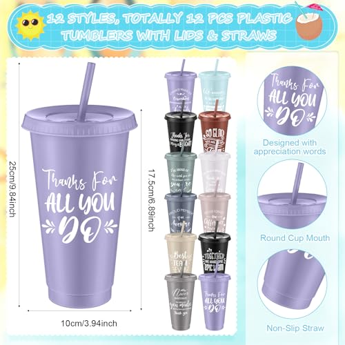 36 Pcs Employee Appreciation Gifts Bulk 24 oz Thank You Tumbler with Lid and Straw Mini Spiral Notebooks and Pens Appreciation Gifts for Team Employee Coworkers Teacher (36 Count)