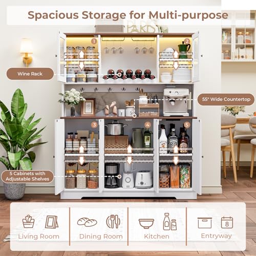 68" Tall Kitchen Pantry Storage Cabinet with Charging Station