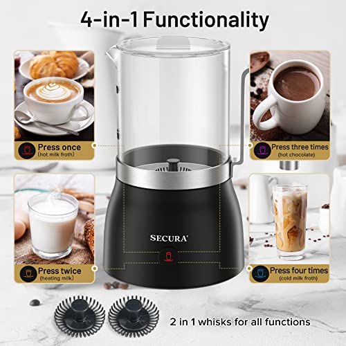 4-in-1 Electric Milk Frother, 17oz Glass Jug Hot & Cold Foam Maker