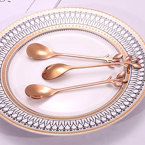 Elegant Rose Gold Leaf Coffee Spoons (10 Count)
