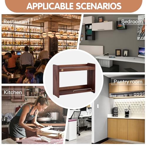 Coffee Mug Holder Wooden Cup Rack Mug Display Shelf Coffee Cup Holder for Countertop with 2 Tier Wood Coffee Mugs Holder for Kitchen Coffee Cup Storage