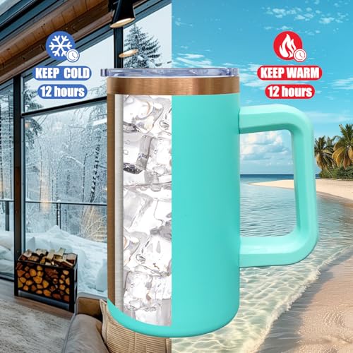 22oz Insulated Coffee Mug Bulk with Handle and Lid Mint Green