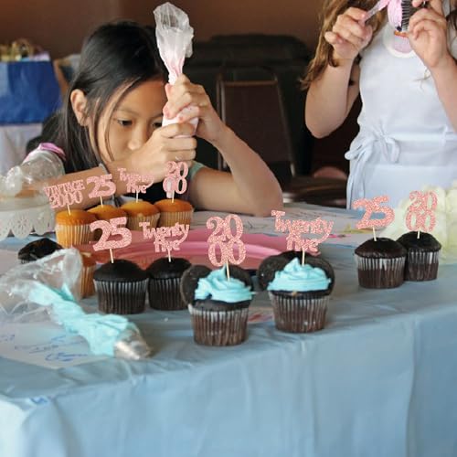 24Pcs 25th Birthday Cupcake Toppers Glitter Twenty (24 Count)