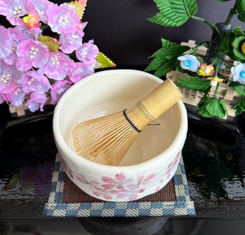Japanese Traditional Mino Ware Handcrafted Mini Matcha Chawan Tea Bowl Cup Set With Chasen Bamboo Tea Whisk Ceremony Tableware Pottery