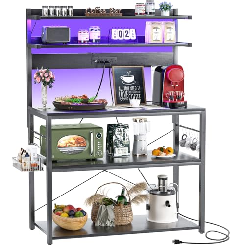 Bakers Rack with Power Outlet & RGB LED