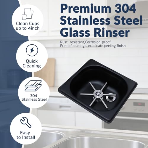 Rinser Glass Rinser Espresso Rinser Solid Brass and 304 Stainless Steel Bar Glass Rinser for Kitchen Sink