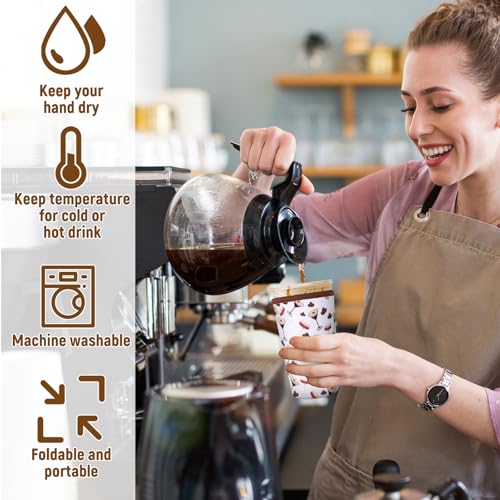 8 Pcs Reusable Sleeves for Iced Coffee Cup Pink Bow Cup Coolie Espresso Martini Reusable Coffee Insulator Sleeves Neoprene Insulated Holder for Iced & Hot Drinks (8 Count)