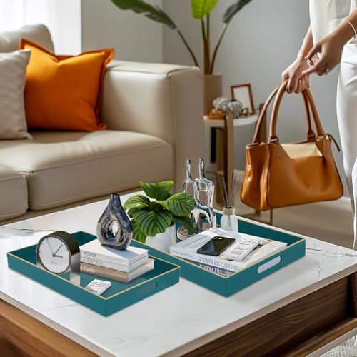 Green Serving Tray with Handles