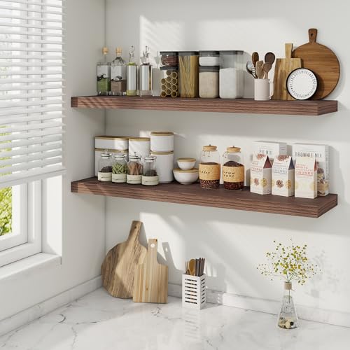 40 Inch Walnut Floating Shelves (2 Count)