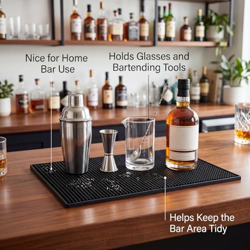 18 Pcs Bar Mat 18 X 12 Inch Black (18 Count)