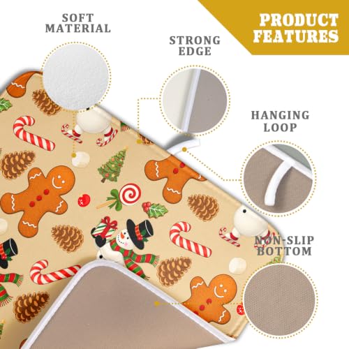 Xmas Gingerbread Man Candy Cane Dish Drying Mat for Kitchen Counter