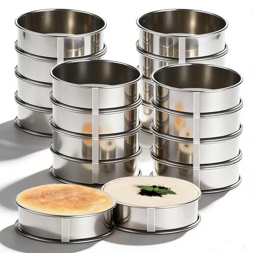 16packs Crumpet Rings 3.15 Inch English Muffin Ring Stainless Steel Double Rolled Nonstick Metal Round Tart Ring Molds for Cookies Pastry Desserts Baking