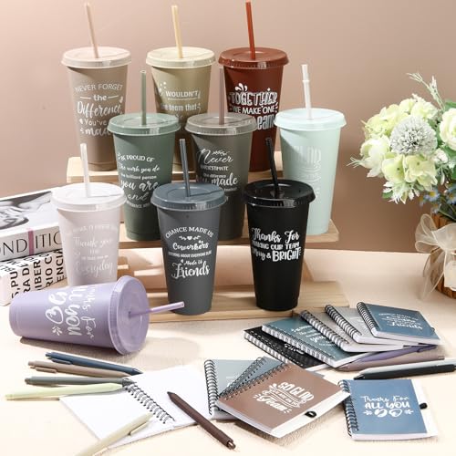 60 Pcs Employee Appreciation Gifts Bulk 24 oz Thank You Tumbler with Lid and Straw Mini Spiral Notebooks and Pens Appreciation Gifts for Team Employee Coworkers Teacher (60 Count)