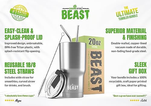Beast 20 oz Tumbler Stainless Steel Vacuum Insulated Coffee Ice Cup Double Wall Travel Flask