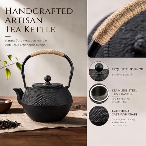 40oz Cast Iron Tea Kettle for Stovetop