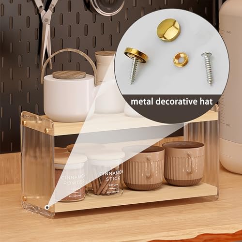 Coffee Station Organizer 2 Tier Acrylic Home Storage Mugs Hooks for Kitchen Countertops
