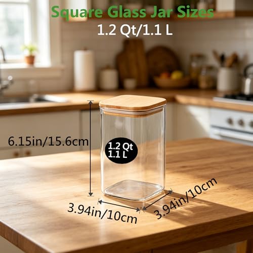 1.2Qt Square Glass Jars (4 Count)