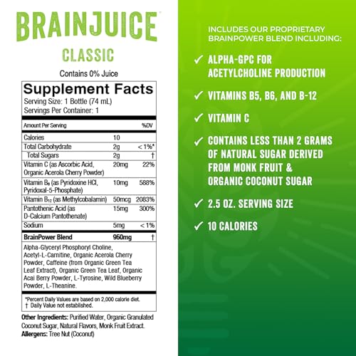 Classic Green Tea Nootropic Supplement Shot (30 Fl Oz)
