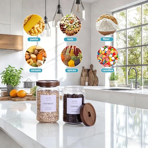 Glass Pantry Storage Jars with Acacia Airtight Lid (6 Count)