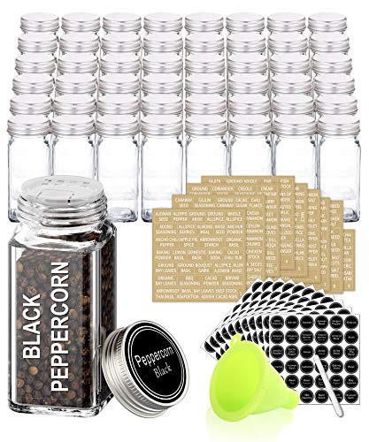 48 Pcs 4 oz Glass Spice Jars with Shaker Lids and 703 Spice Labels (48 Count)