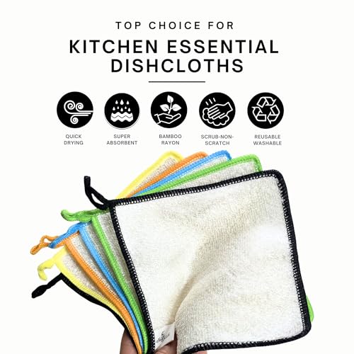 Dishcloths Kitchen Dishrag Cleaning Scrub Reusable 6pk 6x7in (6 Count)
