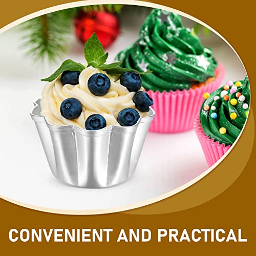 6Pcs Egg Tart Molds Aluminium Pie Tins Mini Tart Tins Tiny Pie Tin Cupcake Cake Mold Pudding Molds for Home Baking (6 Count)